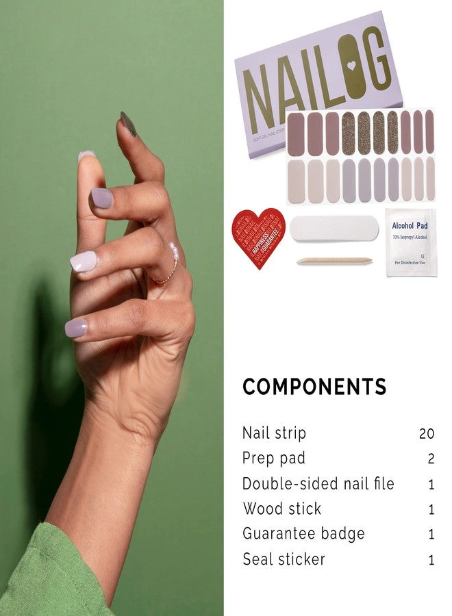 NAILOG Semi Cured Gel Nail Strips, 20Pcs Extra Long Gel Nail Stickers Lasting Nail Wraps with Glossy Gel Finishing │Last Night - Image 5